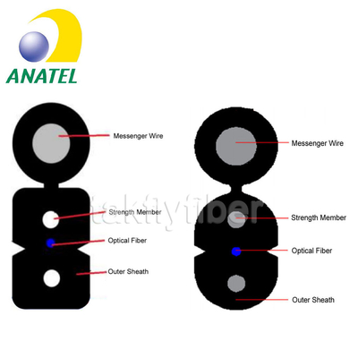 Zatwierdzony przez ANATEL 1C 2C 4C G657A Płaski kabel upuszczający FTTH GJYXCH Kabel światłowodowy z płaskim drutem stalowym