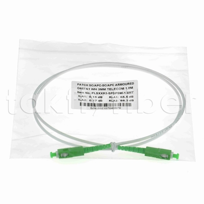 EN50575 CPR Certified SC APC Fiber Optic Patchcord Pancerny Fiber Optic Patch Leads Simplex 3,0 mm LSZH Biała kurtka