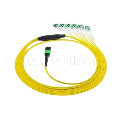 12F MPO-6x LC APC DX Uniboot SM Włóknooptyczny Lęk Patch Cord z Nickel Sleeve 3,0 mm średnicy