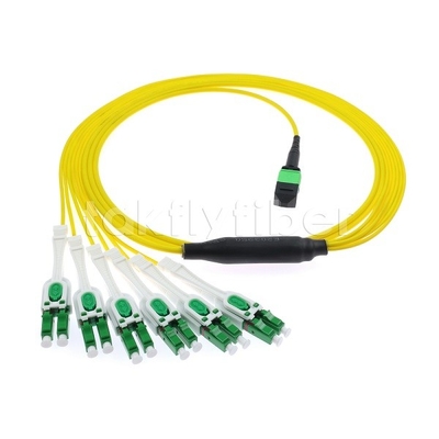 12F MPO-6x LC APC DX Uniboot SM Włóknooptyczny Lęk Patch Cord z Nickel Sleeve 3,0 mm średnicy