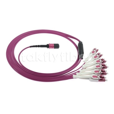 12F MPO/MTP-LC APC DX Uniboot OM4 Fiber Optic Patch Cord dla centrów danych -40°C do 85°C