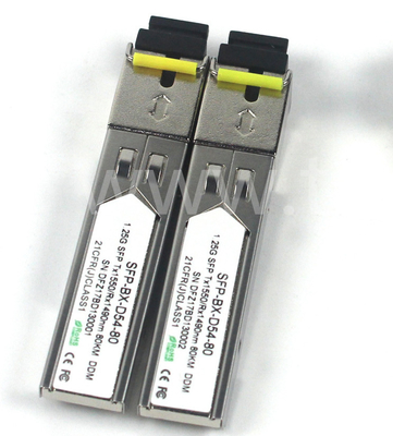 BIDI 1.25 G SFP Transceiver Tx1550/Rx1490nm 80KM SMF DDM LC CISCO JUNIPER HUAWEI Kompatybilny