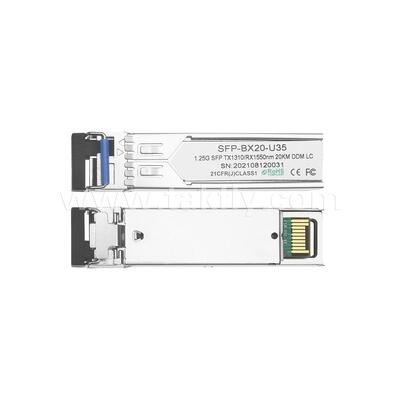SFP 1.25gbps 20km LC Reach Tx1310nm/Rx1550nm Dwukierunkowy nadajnik optyczny dla centrów danych FTTX