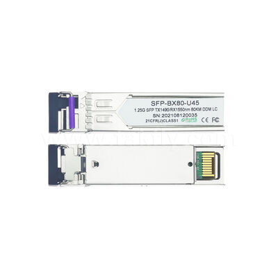 SFP 1.25gbps 80km LC Reach Tx1490nm/Rx1550nm Dwukierunkowy nadajnik optyczny dla centrów danych FTTX