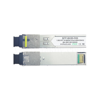 Moduł transceiwera optycznego SFP 1.25Gbps 20KM SC dwukierunkowy dla Data Center FTTH FTTX