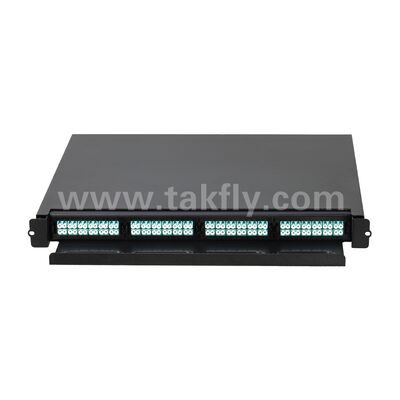Wysokiej gęstości 1U 19 cali 96F MPO MTP - LC SM MM Panel Fiber Optical Patch Panel / Fiber Optic Chassis / Fiber Optic ODF / Fiber Optic Distribution Box dla 4 sztuk 24F MPO MTP-LC LGX Cassette