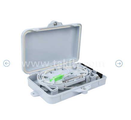 Fiber Optic Termination Box FTKS-1805-04A, 4 SC/APC SM SX Adapter, Pigtail zainstalowany, FTTH FTTx Splicing Distribution Splitting Storage Cable Management Enclosure Wall Mount