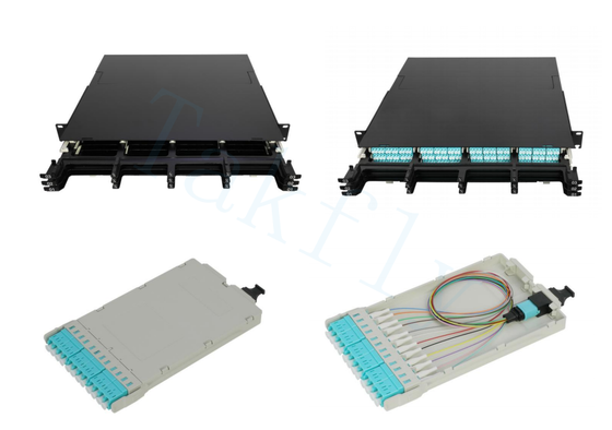 1U 144C Panel patch MPO o wysokiej gęstości 12 kaset, MPO do konwersji LC, wstępnie zakończony do SAN/LAN/Centrum danych