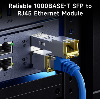 Moduł RJ45 Gigabit SFP Transceiver SFP miedziany 1000BASE-T z prędkością 1,25 Gbps i niskim EMI