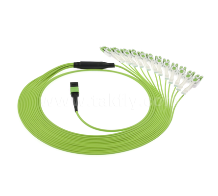 MPO/MTP do LC Uniboot Breakout Patch Cord OM5 Multimode, 1×24, Kosztownie Uniboot LC Connectors, dla aplikacji o wysokiej gęstości danych i 40G/100G/400G