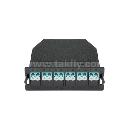 MPO/MTP do LC Moduł kasetowy z przed-ukończeniem ∙ 12 lub 24 rdzenia, przedni panel LC Duplex, podwójny tylny adapter MPO, podłączenie do kabli o wysokiej gęstości