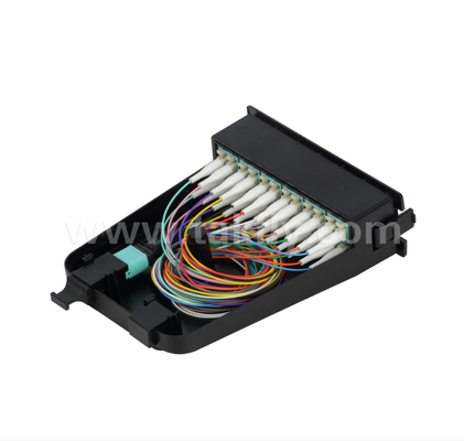 MPO/MTP do LC Moduł kasetowy z przedterminowanym zasięgiem 12 lub 24 rdzeni, przedni panel LC Duplex, podwójny tylny adapter MPO, wtyczka i odtwarzanie dla kabli centrów danych o wysokiej gęstości