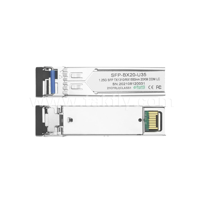B3524-3LCD20 SFP Bi-Directional Transceiver – 1.25Gbps, 20km, Tx1310nm/Rx1550nm, FP Laser, LC Simplex, DDM/DOM