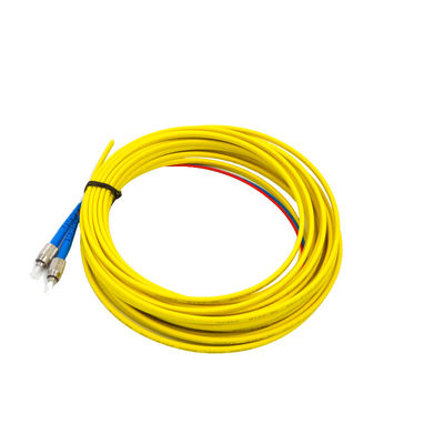 FC UPC Duplex G657A1 Pigtail światłowodowy płaski kabel PVC Żółty pojedynczy tryb