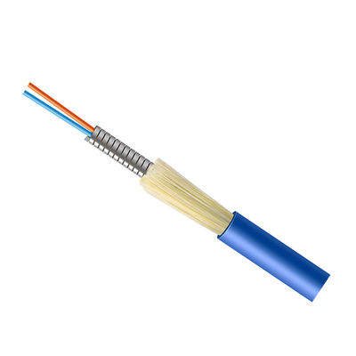 Wewnętrzny metalowy 2-żyłowy kabel światłowodowy Opancerzony kabel OFC SM G657A1 PVC Blue Jacket