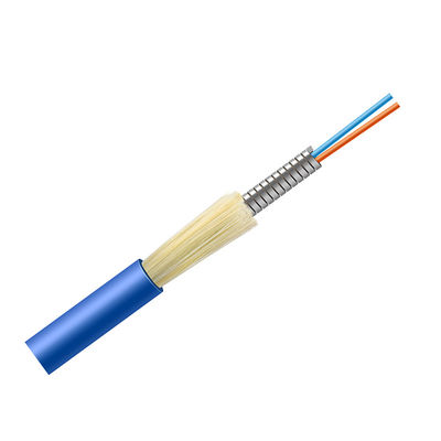 Wewnętrzny metalowy 2-żyłowy kabel światłowodowy Opancerzony kabel OFC SM G657A1 PVC Blue Jacket