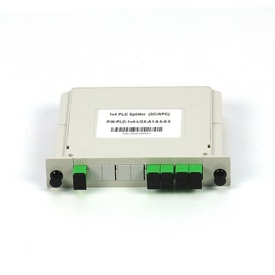 Rozdzielacz światłowodowy PLC 1x4 SC / APC jednomodowy G657A1 LGX typu kasetowego w FTTx