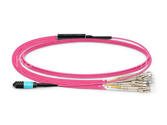 3.0mm LSZH OM4 MPO MTP UPC do LC UPC 24-rdzeniowy kabel światłowodowy Breackout