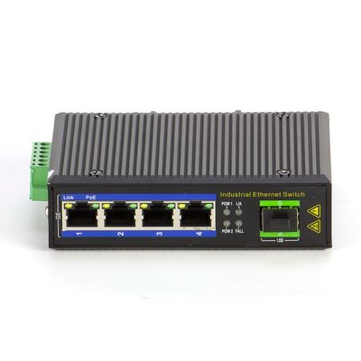 IP40 4-portowy przemysłowy przełącznik PoE 1000 Mb / s 30 W z portem optycznym SFP
