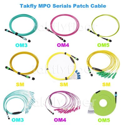 12/24 rdzeniowy światłowodowy kabel krosowy MTP MPO, SM, OM3, OM4, OM5, 3,0 mm