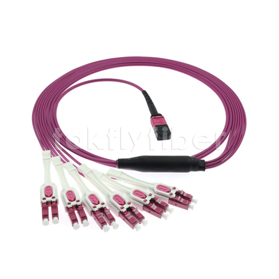 MTP / MPO żeńskie na LC UPC Duplex 12 światłowodów OM4 50/125 Multimode Breakout Cable