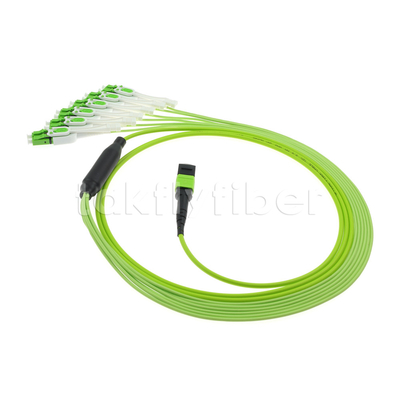 Kabel MPO / MTP żeński na LC OM5 Multimode Breakout Lime Green