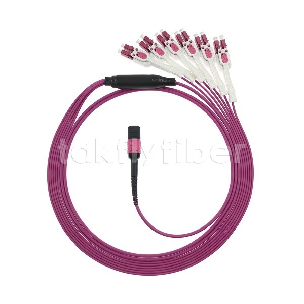 12F MPO/MTP-LC APC DX Uniboot OM4 Fiber Optic Patch Cord dla centrów danych -40°C do 85°C