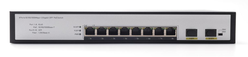 DF-2F-8GP 2-Port 10/100/1000 Mbps 8+2 Porty światłowodowe Gigabit Poe Switch