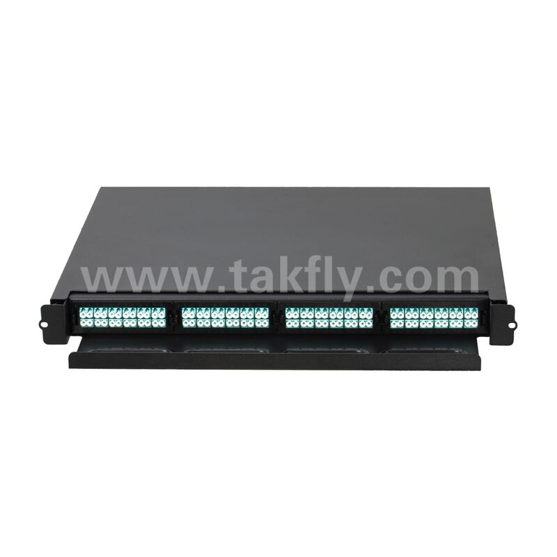 Wysokiej gęstości 1U 19 cali 96F MPO MTP - LC SM MM Panel Fiber Optical Patch Panel / Fiber Optic Chassis / Fiber Optic ODF / Fiber Optic Distribution Box dla 4 sztuk 24F MPO MTP-LC LGX Cassette