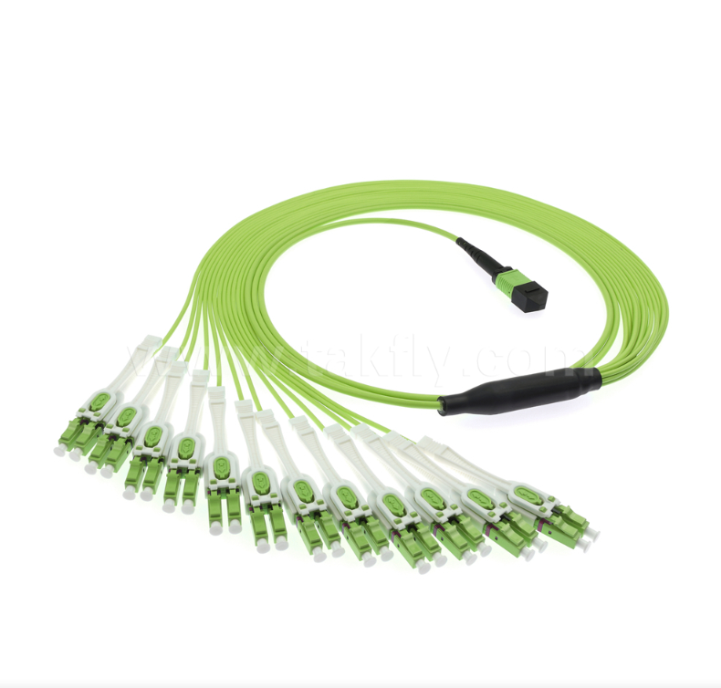 MPO/MTP do LC Uniboot Breakout Patch Cord OM5 Multimode, 1×24, Kosztownie Uniboot LC Connectors, dla aplikacji o wysokiej gęstości danych i 40G/100G/400G