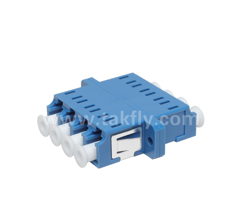 Adapter światłowodowy LC Quad – 4× LC Duplex, konstrukcja oszczędzająca miejsce, do łączenia kabel-kabel i kabel-urządzenie