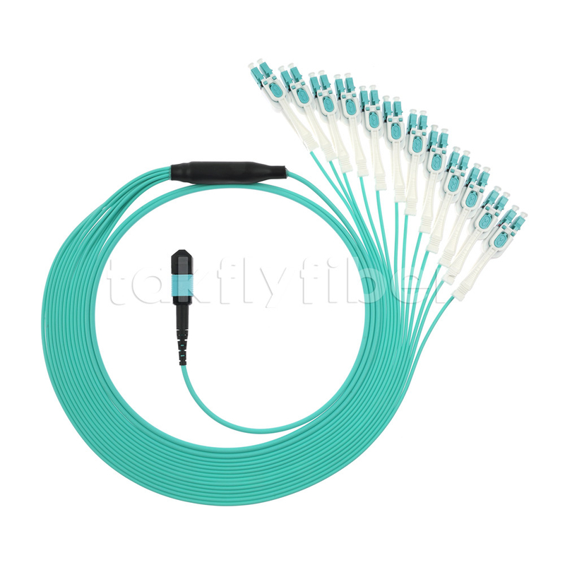 Kabel MPO MTP z włókna optycznego z 24 rdzeniami do 12LC DX Om3 Fanout Patch Cord dla LAN i WAN